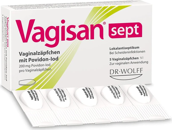 Dr. August Wolff Vagisan sept Vaginalzäpfchen mit Povidon-Iod, 5 Stück