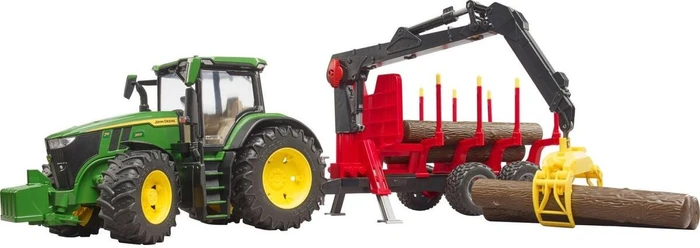 Bruder -John Deere 7R 350 mit Rückeanhänger und 4 Baumstämmen