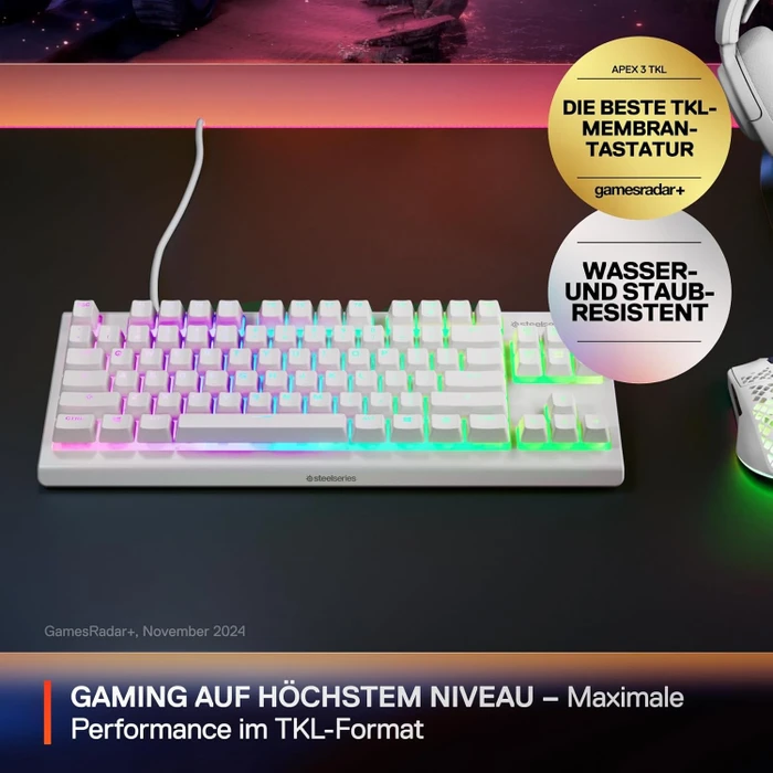 SteelSeries Apex 3 TKL, weiß, LEDs RGB, USB, ND