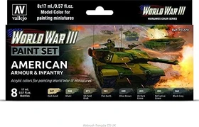 Vallejo Model Color World War III Wargames Color Series American Armour & Infantry Farbset, 8-tlg.