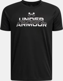 Under Armour Tech Split Wordmark Funktionsshirt kurzarm schwarz/weiß (Junior)