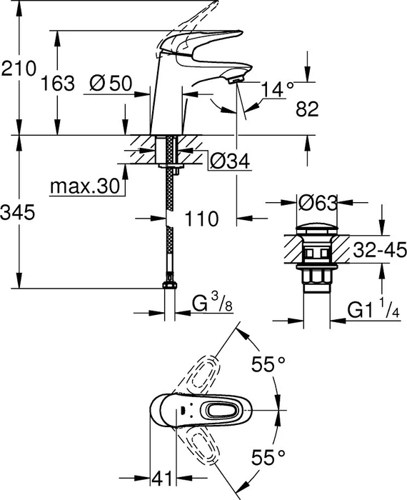Grohe Eurostyle Einhand-Waschtischbatterie 1/2" S-Size chrom