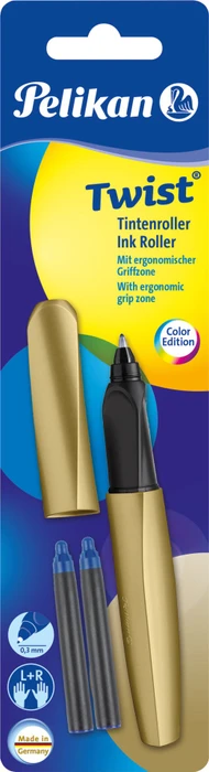 Pelikan Twist Tintenroller (Mine) pure gold, Rechts- und Linkshänder, Blister
