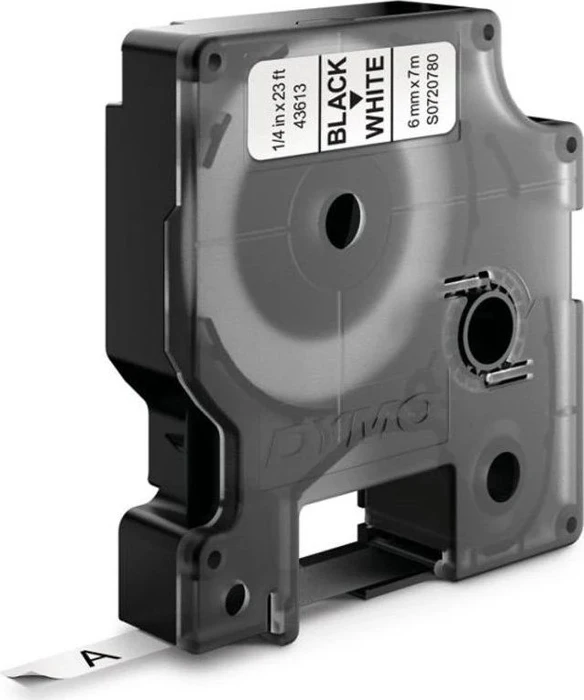 Dymo D1 Beschriftungsband, 6mm, schwarz/weiß