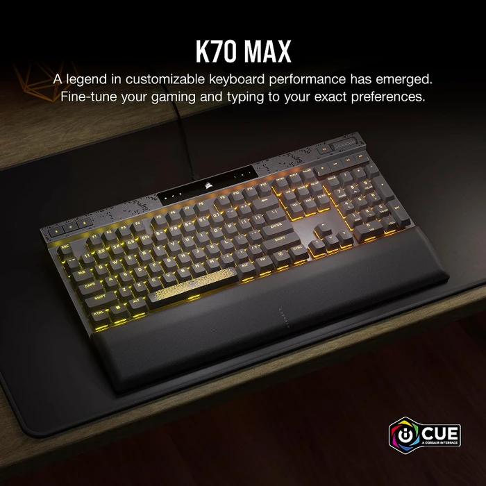 Corsair Gaming K70 MAX RGB Magnetic-Mechanical, Steel Grey, Corsair MGX, USB, US
