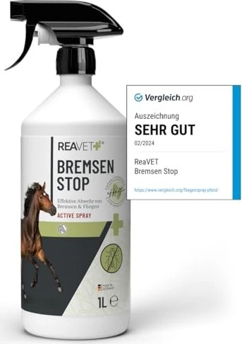 REAVET Bremsen Stop Spray (Anwendung am Pferd), 1l