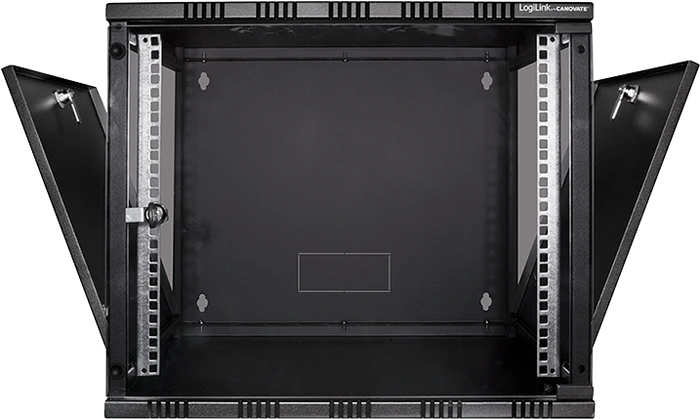 LogiLink Canovate SOHO Wandgehäuse 6HE, Sicherheitsglastür, schwarz, 400mm tief