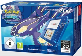 Nintendo 2DS Pokémon Alpha Saphir Bundle transparent/blau