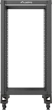 Lanberg Open Rack Series 19" Open Frame Rack 22HE, 4-Pfosten, mit Rollen, Flat Pack, tiefenverstellbar, 550-790mm, RAL 9004, 1000mm tief