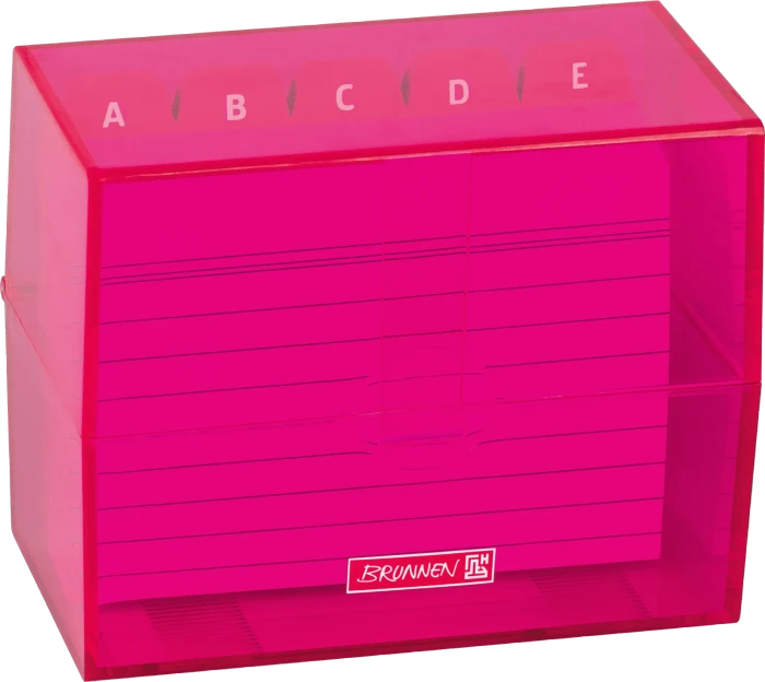 Brunnen Karteibox, A7, pink/transparent, inkl. 100 Karteikarten