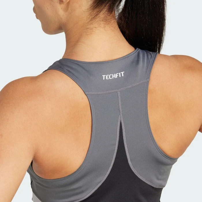 adidas Techfit Colorblock Training Crop Kompressionsshirt ärmellos schwarz (Damen)