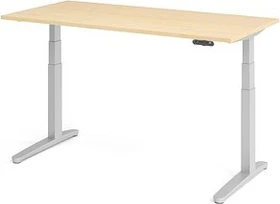 Hammerbacher Ergonomic Aktiv XBHM16 elektrisch höhenverstellbarer Sitz-Steh-Schreibtisch 160x80cm Ahorn/silber