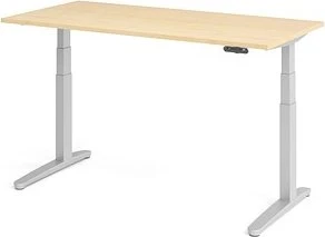 Hammerbacher Ergonomic Aktiv XBHM16 elektrisch höhenverstellbarer Sitz-Steh-Schreibtisch 160x80cm Ahorn/silber