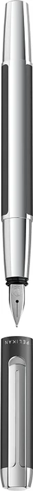 Pelikan Pura P40 dunkelgrau/silber, rechte Hand, breit, Geschenkbox