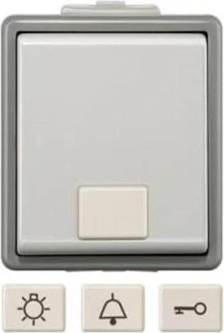 Siemens DELTA fläche IP44 Taster mit weißem Fenster, dunkelgrau/hellgrau