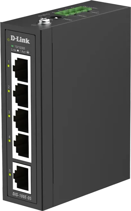 D-Link DIS-100E Industrial Railmount Switch, 5x RJ-45