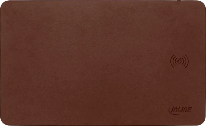 InLine Wireless Charging Mousepad, Kunstleder, braun (55496)