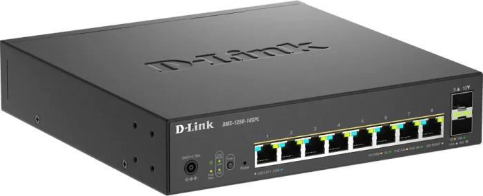 D-Link DMS-1250 Rackmount 2.5G Smart Switch, 8x RJ-45, 2x SFP+, 120W PoE++
