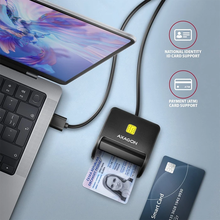 Axagon Smartcard Single-Slot-Cardreader, USB-A 2.0 [Stecker]