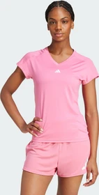 adidas Aeroready Train Essentials Minimal Branding V-Neck Funktionsshirt kurzarm pink fusion/white (Damen)