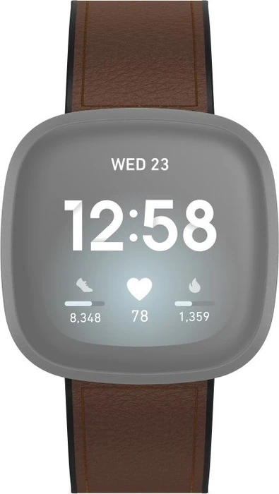 Hama Ersatzarmband Leder/Silikon 22mm für Fitbit Versa 3/Sense braun