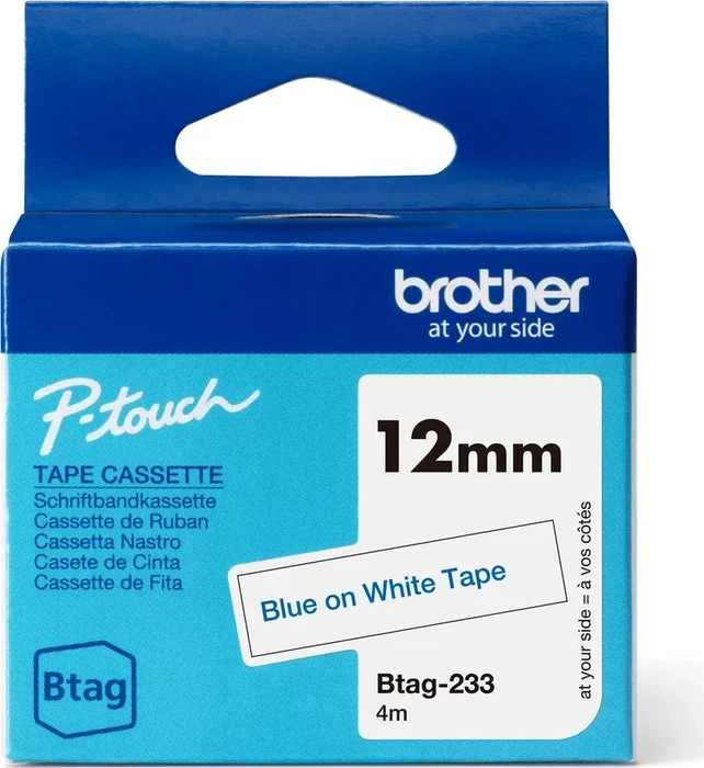 Brother Btag-233 Beschriftungsband, 12mm, blau/weiß