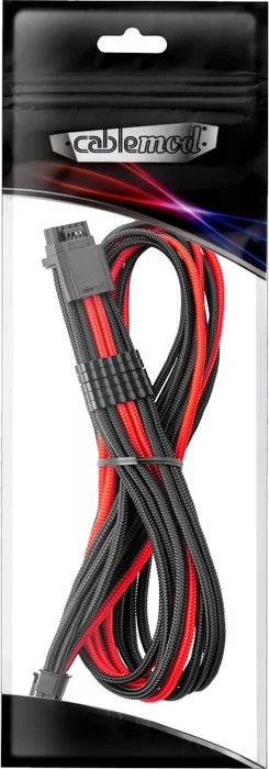 CableMod Universal Pro ModMesh, 12V-2x6 Kabel, StealthSense, natives 12V-2x6 Kabel, 1x 16-Pin PCIe 5.1 Stecker auf 16-Pin PCIe 5.1 Stecker, schwarz/rot, 60cm