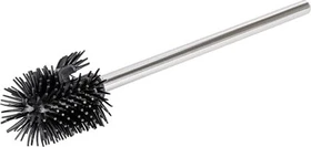 Wenko Silikon Ersatzbürste mit Stiel Ø 7.5cm auswechselbarer Silikon-Bürstenkopf mit Randreiniger edelstahl/schwarz glänzend