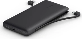 Belkin BoostCharge Plus 10K-USB-C-Powerbank mit integrierten Kabeln schwarz