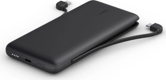 Belkin BoostCharge Plus 10K-USB-C-Powerbank mit integrierten Kabeln schwarz
