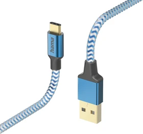 Hama Ladekabel Reflective USB-A/USB-C 1.5m Nylon blau