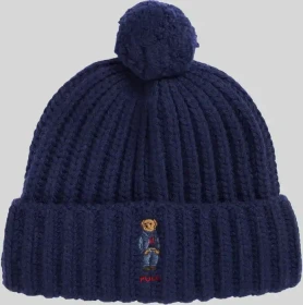Ralph Lauren Polo Bear Cable Pom-Pom Beanie blau (Damen)