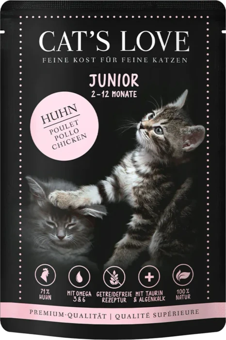 Cat's Love Junior Huhn Pur mit Algenkalk und Distelöl, 85g