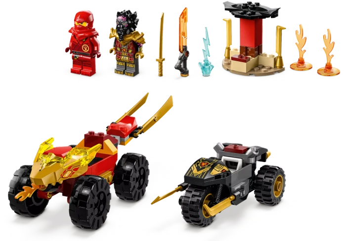 LEGO Ninjago - Verfolgungsjagd mit Kais Flitzer und Ras' Motorrad