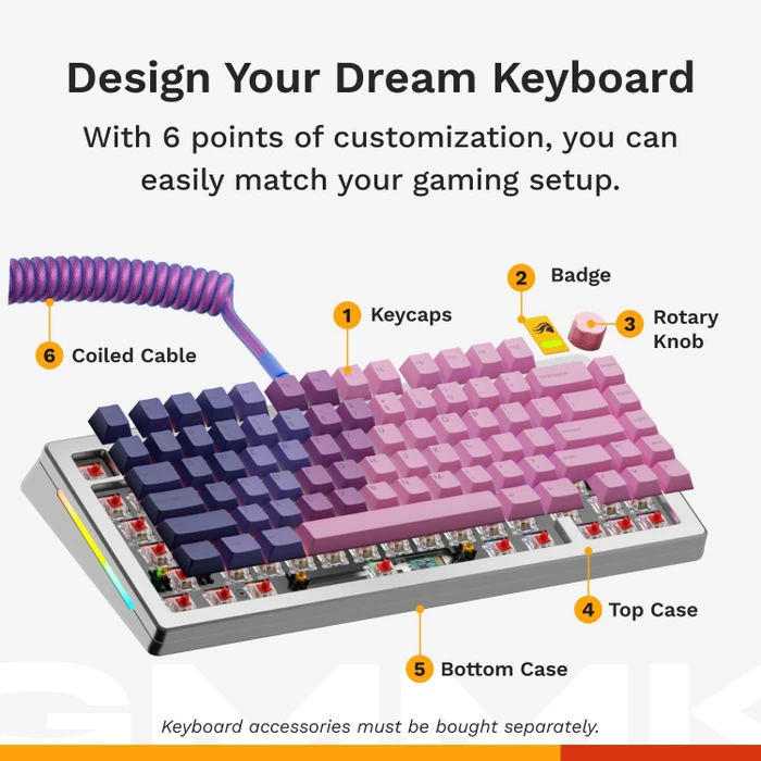 Glorious GMMK 3 Pro HE 75% Pre-built Gaming Keyboard, silber, LEDs RGB, Glorious Fox HE, USB, US