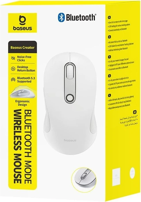 Baseus F02 Ergonomic Dual-Mode Wireless Mouse, weiß/grau, USB/Bluetooth