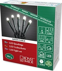 Konstsmide Micro Lichterkette grün LED 50x warmweiß