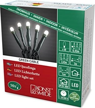 Konstsmide Micro Lichterkette grün LED 50x warmweiß