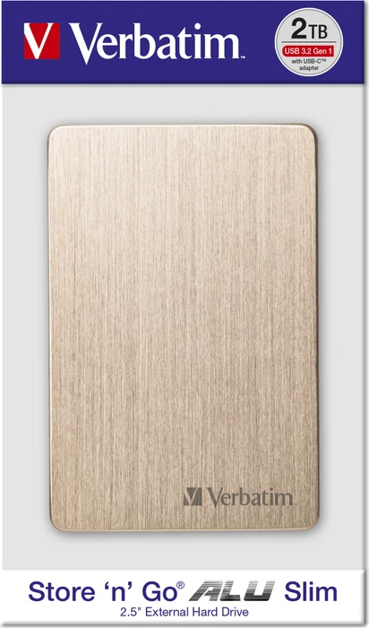Verbatim Store 'n' Go ALU Slim, gold, 2TB, USB 3.0 Micro-B