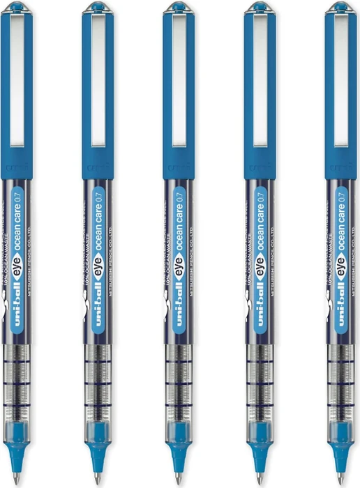 Uni-Ball Eye Ocean Care 0.7 Tintenroller (Mine) blau, 5er-Pack
