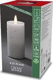 Konstsmide Echtwachskerze 14.3cm weiß LED 1x warmweiß, 1 Stück