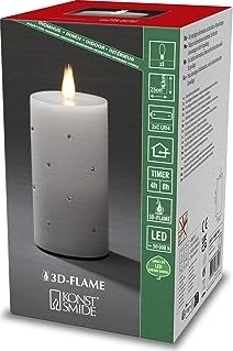 Konstsmide Echtwachskerze 14.3cm weiß LED 1x warmweiß, 1 Stück