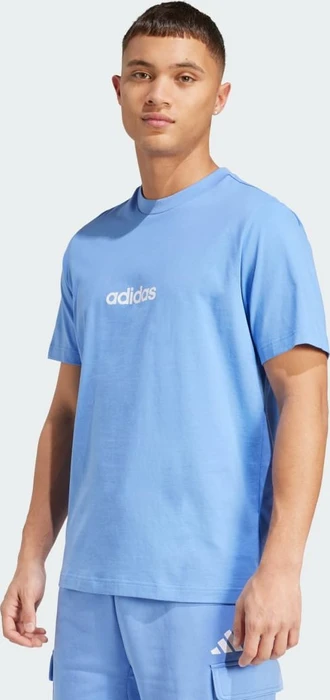 adidas Essentials Linear Single Jersey T-Shirt kurzarm blue fusion/white (Herren)