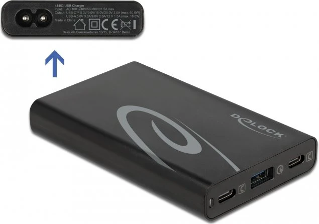 DeLOCK USB GaN Ladegerät, 2x USB-C + 1x USB-A, 60W