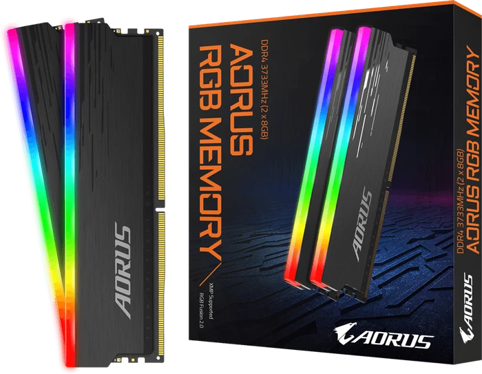 GIGABYTE AORUS RGB Memory UDIMM 16GB Kit, DDR4-3733, CL19-19-19-43, 1RX8