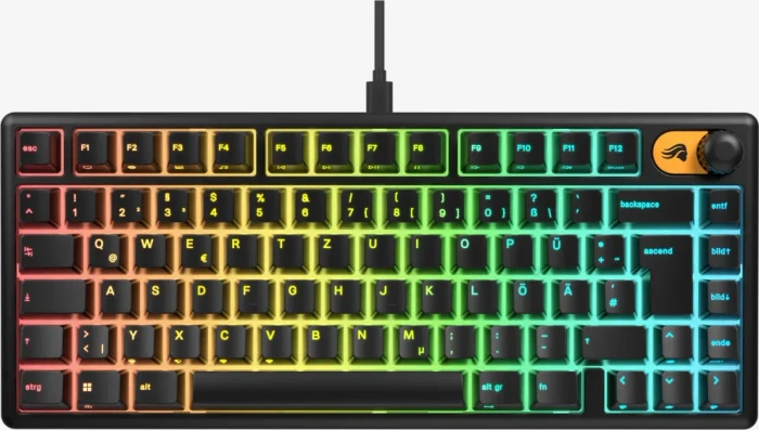 Glorious GMBK 75%, schwarz, LEDs RGB, USB, DE