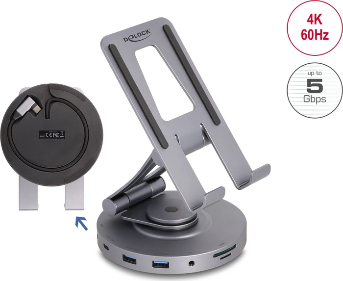 DeLOCK Tablet und Notebook Dockingstation 4K mit integrierter Halterung, USB-C 3.0 [Buchse]