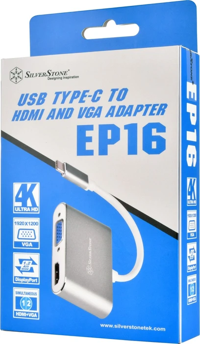 SilverStone EP16 USB-C VGA-HDMI Multiport-Adapter