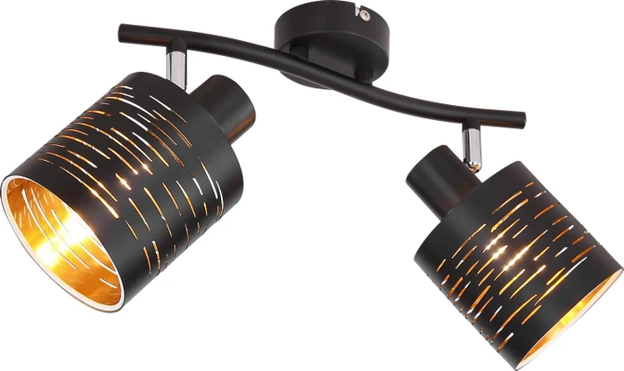 Globo Tunno Spot 2-flammig schwarz/gold