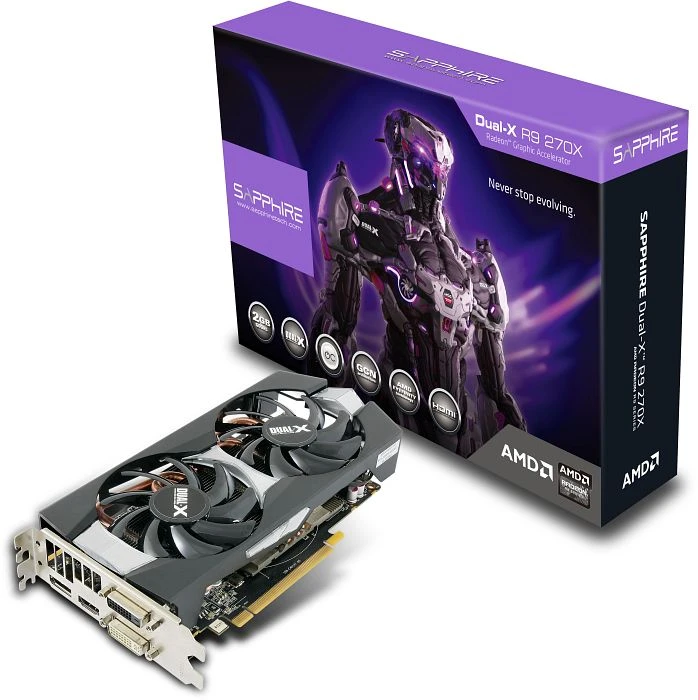 Sapphire Radeon R9 270X Dual-X, 2GB GDDR5, 2x DVI, HDMI, DP, full retail